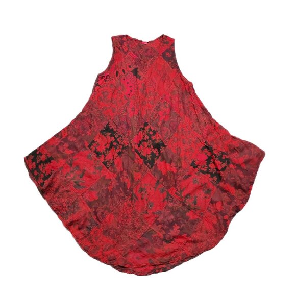 Tunic Tank Dress Winged Horse Pool Coverup Sleevless India Red Boho Beachcore - Picture 2 of 11